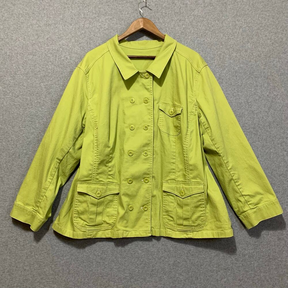 Sigrid Olsen Oversized Boxy Lime Green Statement Jacket Women's XXL Utility Chic - Picture 2 of 9